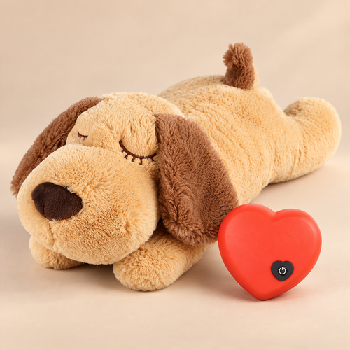 Peluche Milo avec module cœur rouge amovible